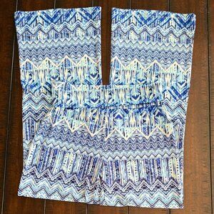 Charlie Paige Slinky Bouncy Aztec Tribal Pattern High Waist Wide Leg Lounge Pant